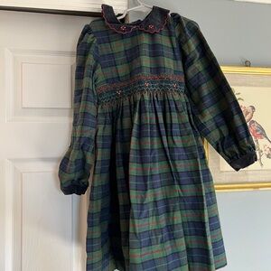 Just FRIENDS Green red Blue Plaid Dress medium girl toddler smocked velvet